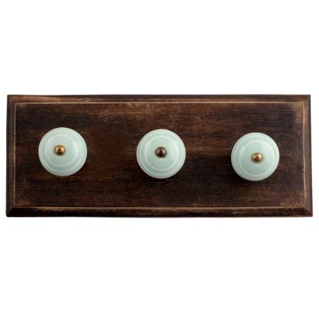 Sage Green White Strip Wooden Hooks
